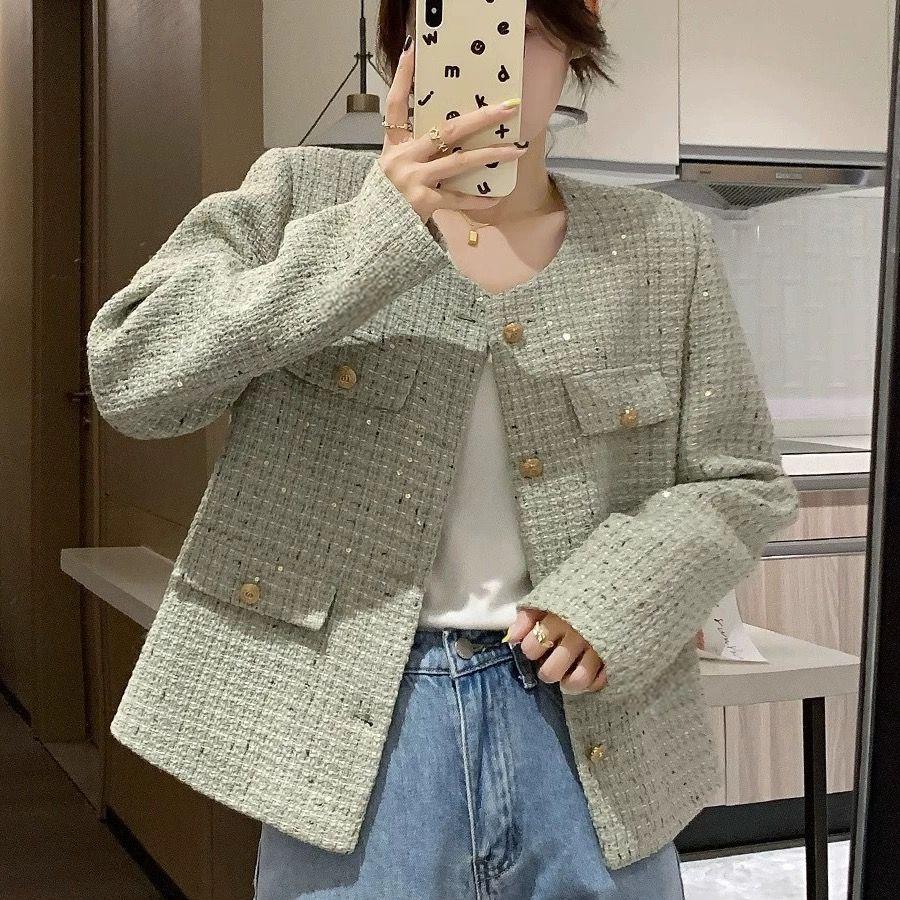 2025 รูปแบบใหม่ รุ่นใหม่ เสื้อทวิต เบลเซอร์ มินิมอล แฟชั่น Blazer คาร์ดิแกน จัดส่งสินค้า 📸 - รูปที่ 4