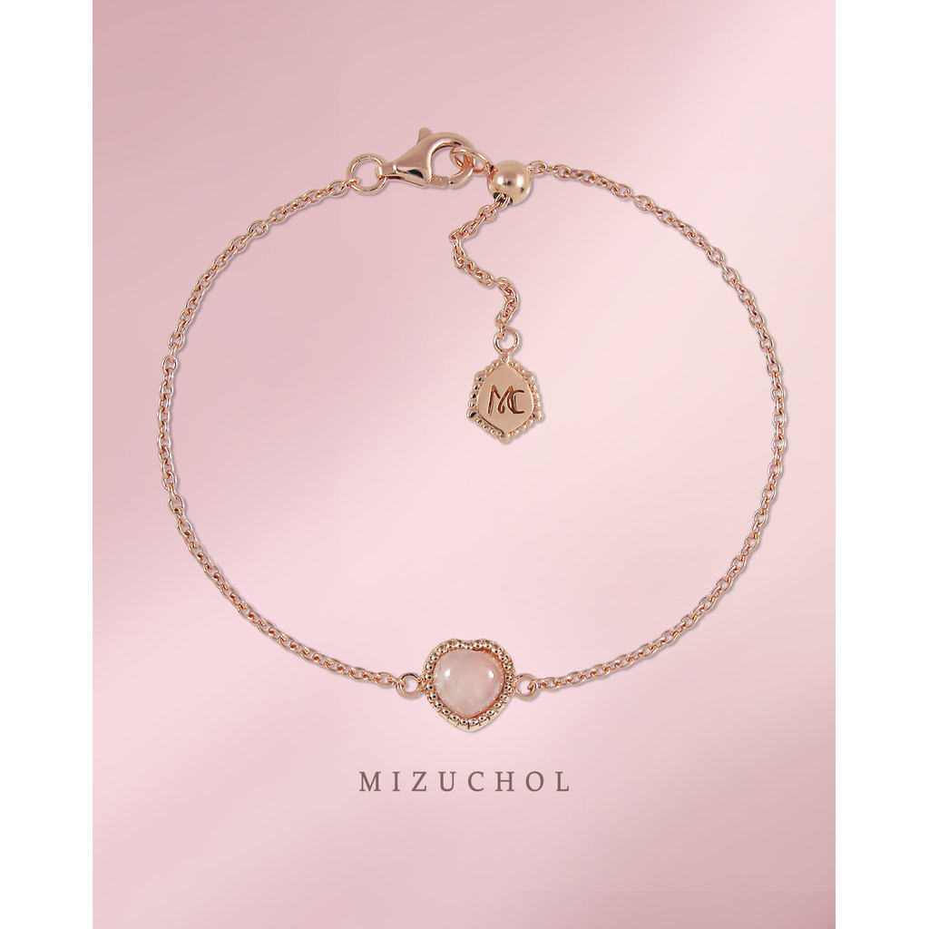 Mizuchol กำไลหัวใจ Strawberry Quartz ปรับไซส์ได้ | Darling in Strawberry Mini Bracelet | ใส่ได้ทุกวัน - รูปที่ 4