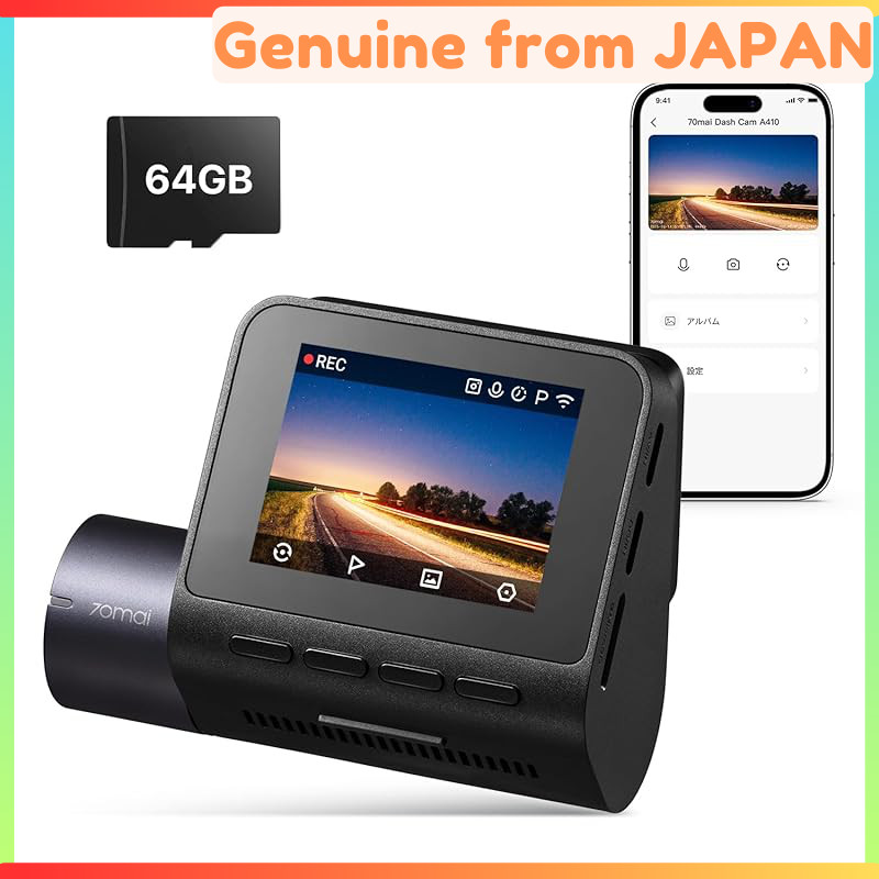 70mai A410 Dash Cam (3.7MP) HDR Night Vision F1.55 Ultra-Wide, GPS, Continuous/Parking & Impact Reco