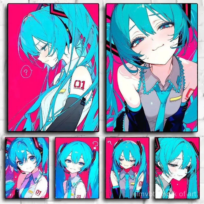 1PC น่ารัก H-HATSUNE M-MIKU คลาสสิกโปสเตอร์ Vintage Room Home Bar Cafe Decor Nordic Home Decor Minim