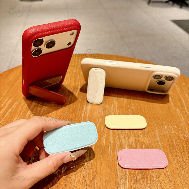 ใหม่หนังเทียมพับกระจกแต่งหน้าที่วางโทรศัพท์กระจกกาวแฟชั่นกลับสติกเกอร์แนวนอนและแนวตั้งกระจกแบบใช้คู่