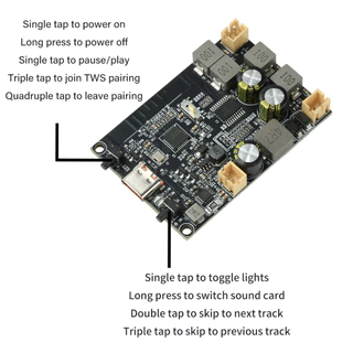DC5V TWS โมดูลเครื่องขยายเสียงบลูทูธ 2*10W สเตอริโอเบส Enhancement Algorithm บอร์ดเครื่องขยายเสียงบลูทูธ Type-C