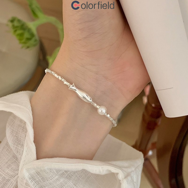 Colorfield กำไลข้อมือปลาเล็กประดับมุกเทียม สำหรับผู้หญิง ดีไซน์เฉพาะกลุ่ม ประณีต ใช้งานได้หลากหลาย เรียบง่าย-COD