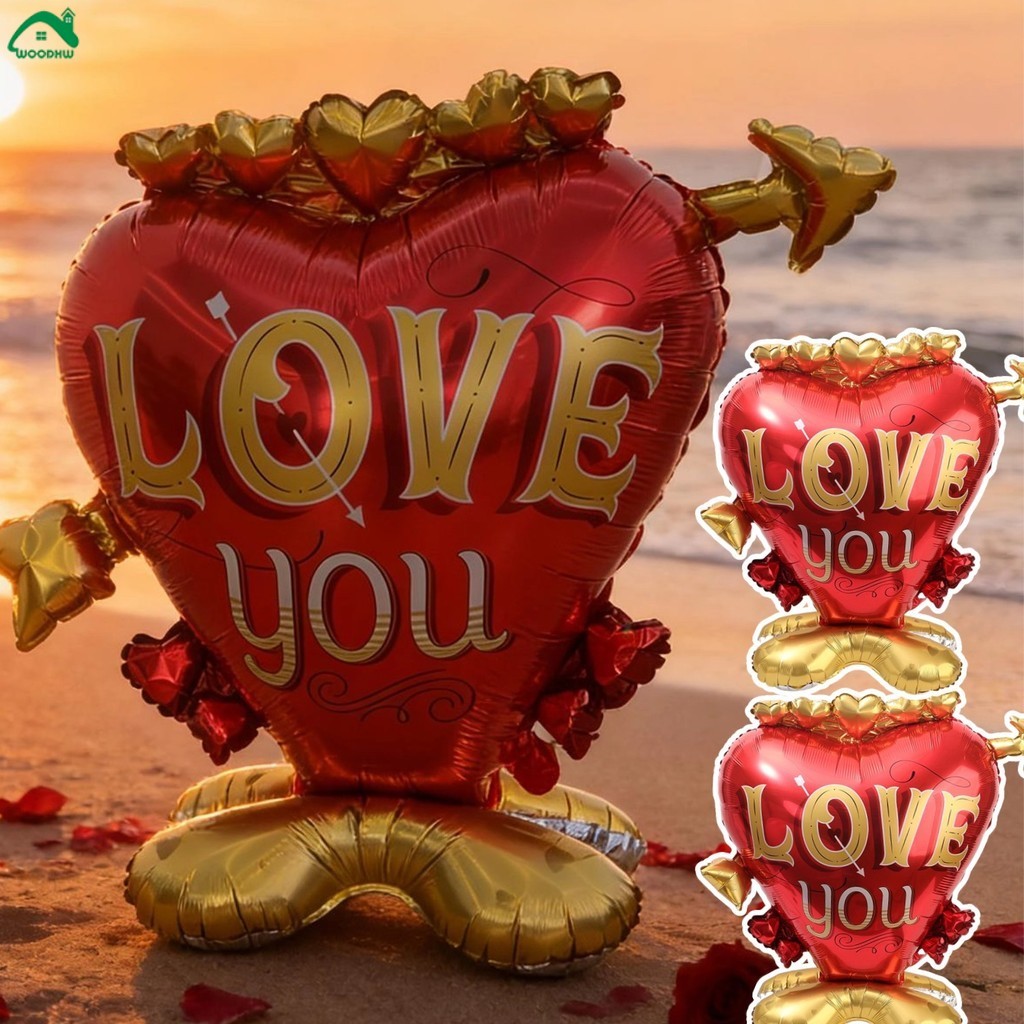 [H&L]1/2/4 ชิ้นยืนรูปหัวใจ LOVE YOU บอลลูน| ลูกโป่งฟอยล์อลูมิเนียมเป่าลมขนาดใหญ่ |ทําเอง ของตกแต่งงา