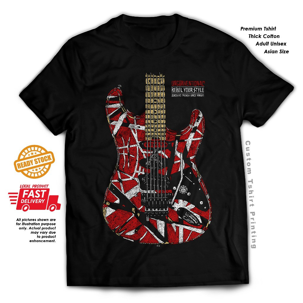 2026 เกาหลีใต้ Eddie Van Halen Fender Frankenstein Strat Guitar Music Rock Cotton เสื้อยืด COD FXIB