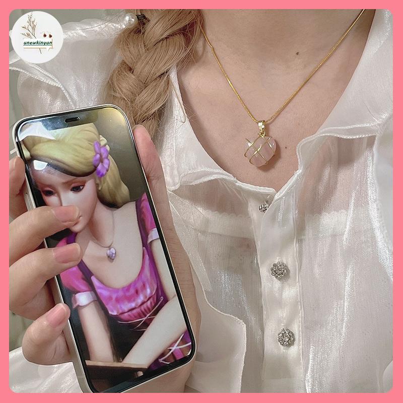 UU แฟชั่นสร้อยคอหัวใจโอปอลสร้อยคอคริสตัลสําหรับผู้หญิงสาวสร้อยคอควอตซ์กุหลาบเครื่องประดับอุปกรณ์เสริ