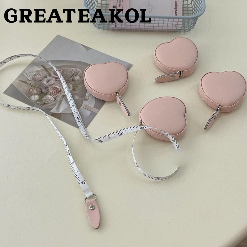 Greateskol ไม้บรรทัด ยืดหยุ่น รูปหัวใจ เทปวัดพกพา น่ารัก หนังนิ่ม ทนต่อการสึกหรอ เทปวัดสีชมพู บ้าน