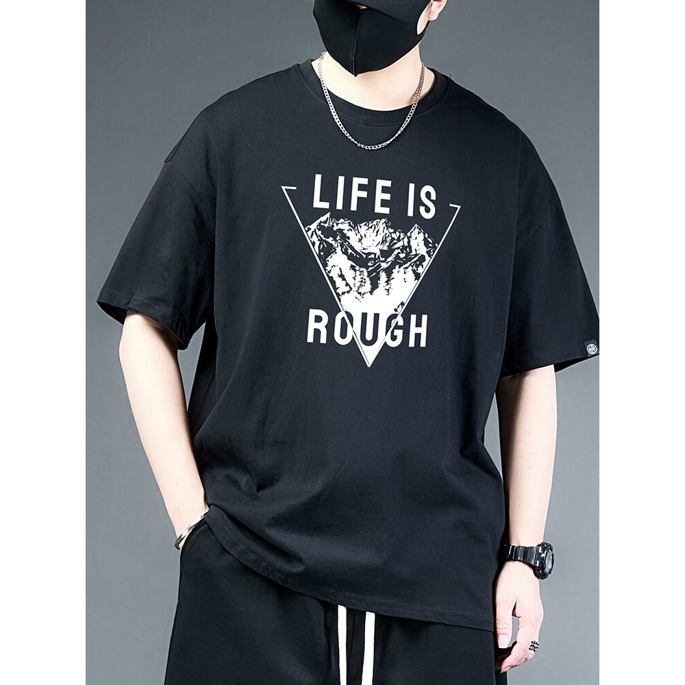 จัดส่ง 24 ชั่วโมง CHAOLIUKE | Loose Fit T-Shirt for Plus Size Men COD