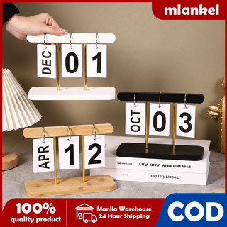 【Reusable】Wooden Flip Calendar Desk Perpetual Calendar Minimalist Decorative Display Stand