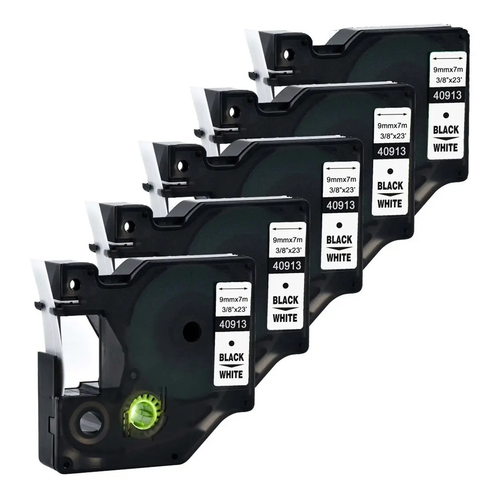 5PCS 40913 สําหรับ Dymo D1 9 มม.สีดําสีขาวเทปสําหรับ Dymo Lm160 Lm280 PNP ป้าย Maker