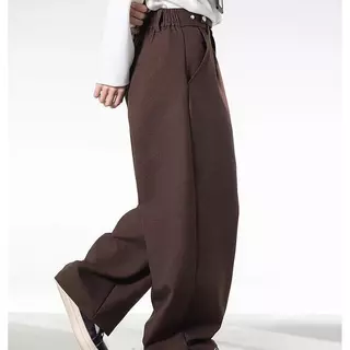 MNO.9 Pants LZ413 กางเกงขายาวกระบอกใหญ่ เอวแต่งห่วง ปรับระดับมีกระดุมแป็ก กางเกงผุ้ชายสไตล์เกาหลี กางเกงแฟชั่น 2026