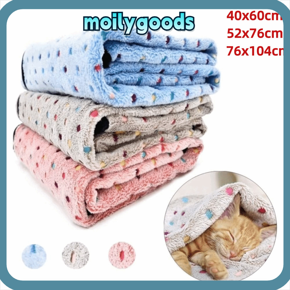MOILYHD ผ้าห่มเตียงสัตว์เลี้ยงลายจุดน่ารัก อบอุ่น นุ่มพิเศษ ระบายอากาศ ล้างทําความสะอาดได้ สําหรับสุนัข/แมว