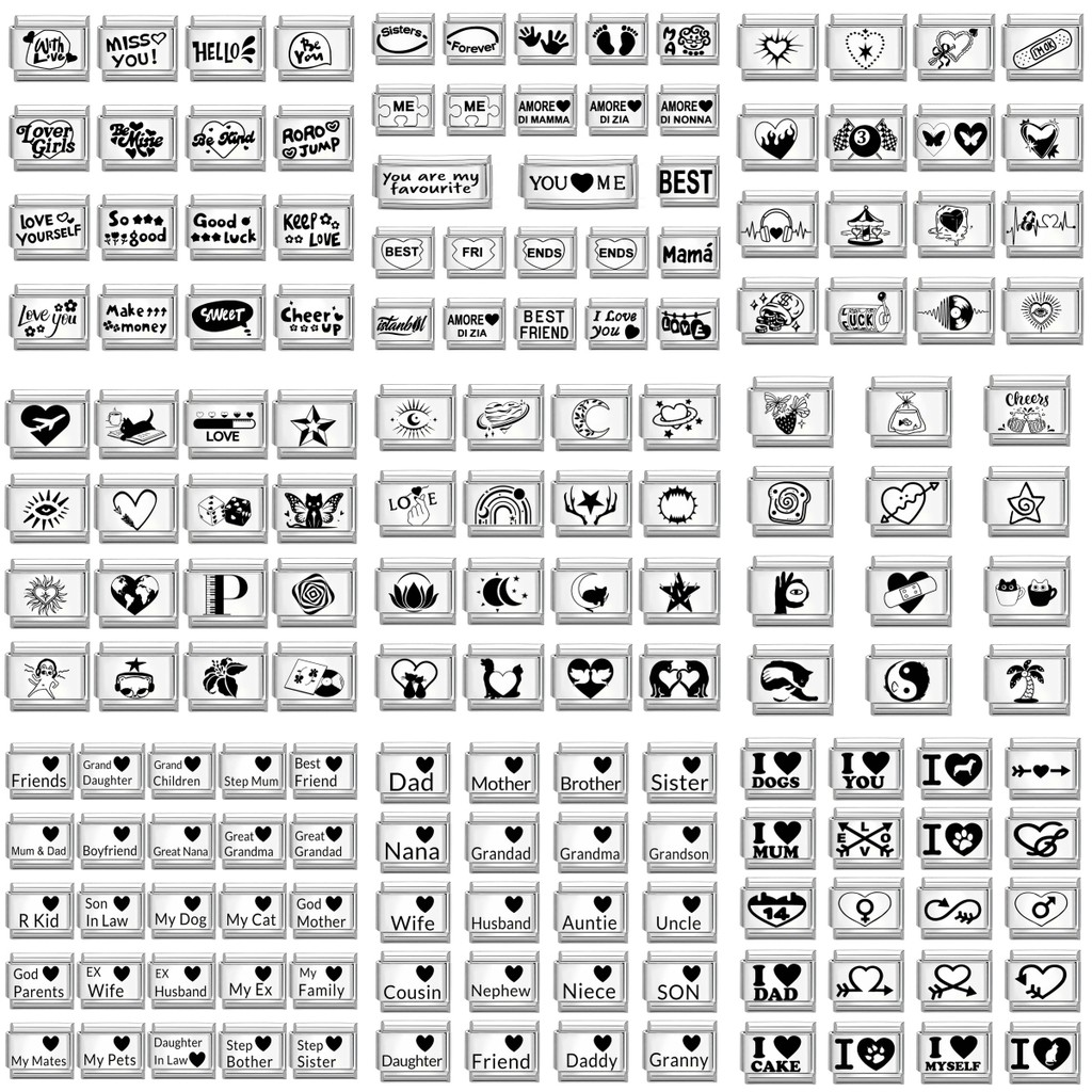 วันแม่แฟชั่นใหม่หัวใจสีดําเสน่ห์อิตาลีเชื่อมโยงพอดี9มิลลิเมตรสร้อยข้อมือเครื่องประดับสแตนเลส ทําเอง ทํา