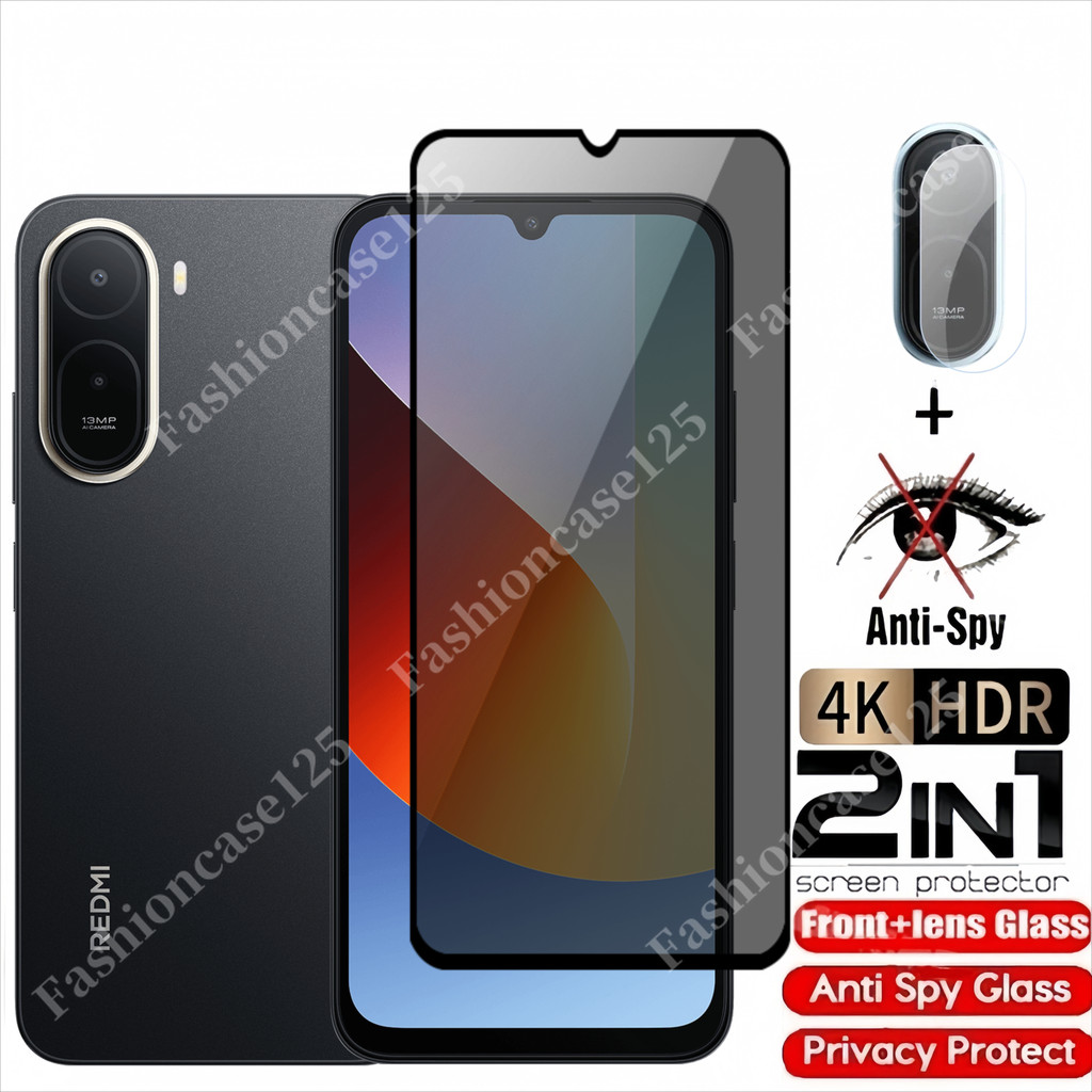 2in1 สําหรับ Redmi A7 Pro กระจกนิรภัยส่วนตัว Anti-Spy ฝาครอบป้องกันหน้าจอ Anti Peek ฟิล์มความเป็นส่วนตัวสําหรับ Redmi A7Pro RedmiA7Pro 2026 Anti Scratch 9H ความแข็ง