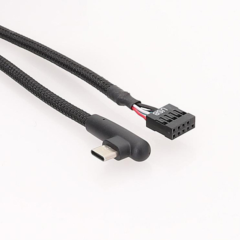 เมนบอร์ด USB 9-Pin to type-c Cable type-c Elbow Data Cable สายถักเครือข่าย
