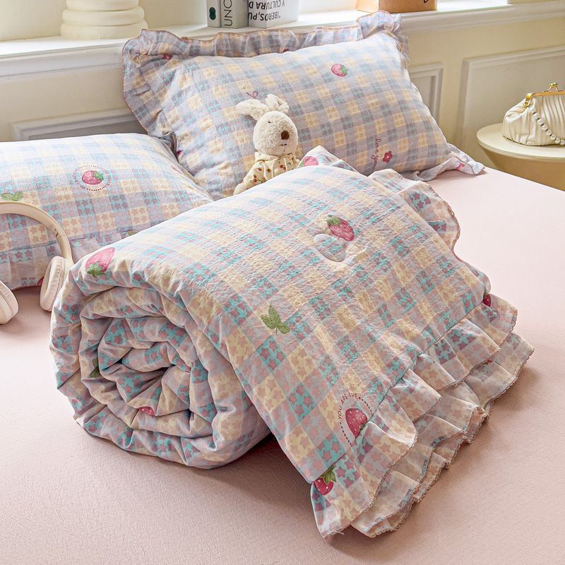 Class A Mother Baby Grade Double-Layer Yarn Small Fresh Summer Summer Cool Quilt ผ้าห่มเครื่องปรับอา