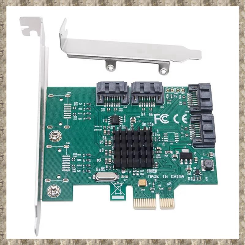 [zv0lma8i] อะแดปเตอร์การ์ดขยาย PCI Express X1 ถึง 4 พอร์ต SATA3.0 Controller 88SE9215 ชิป PCI E PCI-