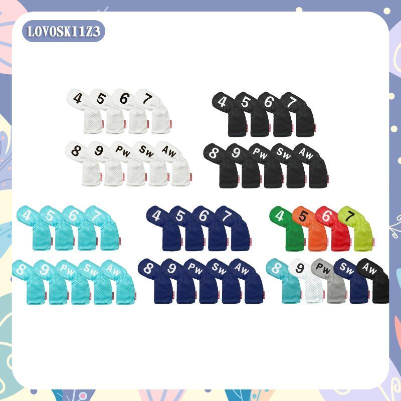 [lovoski1z3] .9x Golf Iron Headcover Set/ Golf Club Head Cover PU ,,,7,8,9,PW,SW,AW กันน้ําคอยาว/