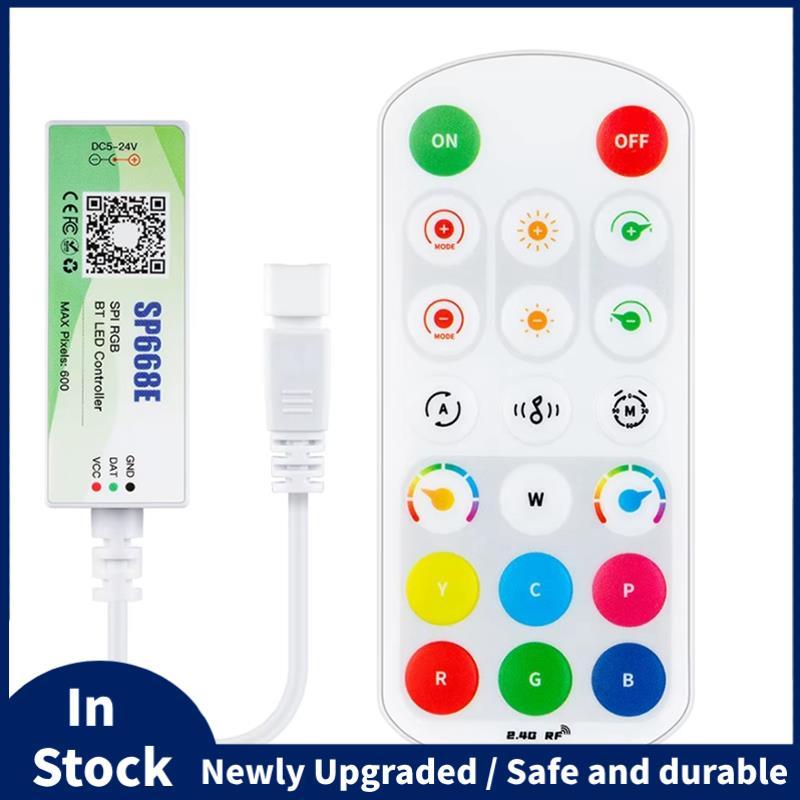 SP668E SPI RGB LED Controller 600 IC BT APP 2.4G ระยะไกลสําหรับ WS2811 WS2812B DIY แบบไดนามิกพิกเซล 