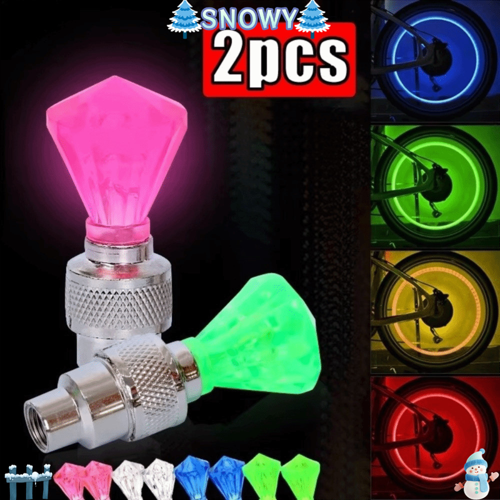 SNOWY ไฟล้อจักรยาน LED 2 ชิ้น, ออกแบบเป็นรูปอัญมณี polychrome กันน้ํา สำหรับล้อยางจักรยาน