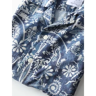 เสื้อวินเทจแขนสั้นผู้ชาย อารมณ์คิวบาทรงค์อเมริกัน ใส่สบายเหมาะกับอากาศร้อน