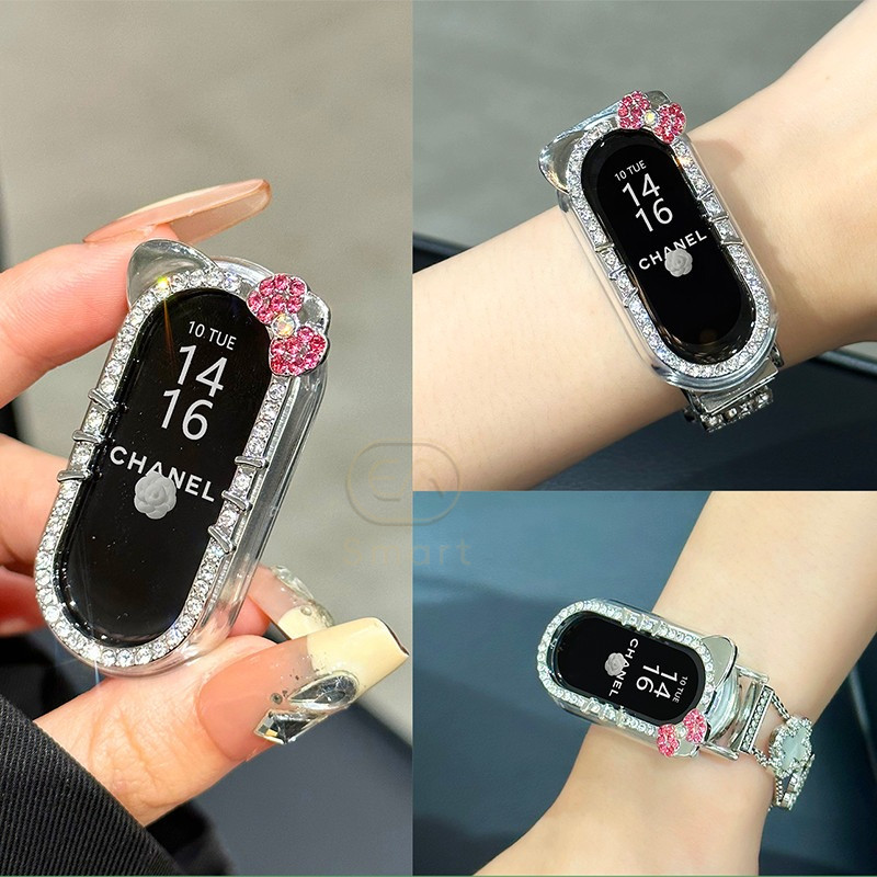 KT Diamond Hollow สําหรับ Xiaomi Mi Band 10 9 8 Xiaomi Smart Band 10 9 8 KT เพชรนาฬิกาป้องกันกรณีอุปกรณ์เสริม
