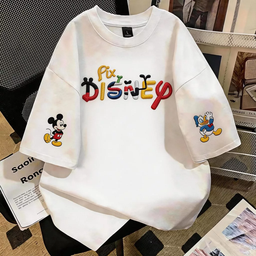 TEE·SHOP🍀 เสื้อยืด oversize เสื้อเท่ๆ เกาหลี "Disney Mickey" เสื้อแฟชั่นใ เกาหลีสไตล์ พิมพ์ลาย ผ้านิ่มใส่สบาย COD📦