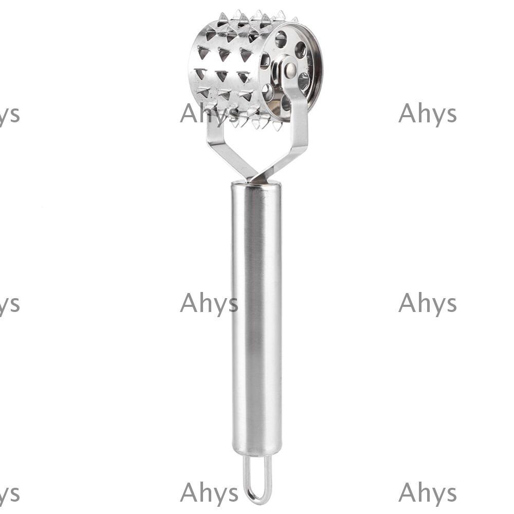 AHYS เครื่องทําให้เนื้อนุ่ม, ลูกกลิ้งเนื้อแข็งสแตนเลส, เครื่องมือห้องครัว Ergonomic Handle Silver Fl