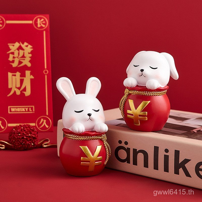 บ้าน Fortune คล้ายกับโบรเคดคู่กระต่ายห้องนอนกระต่ายเทศกาลกระต่ายของขวัญเงินตกแต่งเงินสาวเครื่องประดั