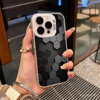 เคสโทรศัพท์โทรศัพท์ Cool สีดํารังผึ้งเหมาะสําหรับ iPhone 14promax 15promax 14 15 16 17 pro max 13promax 12pro 11promax 14plus ซิลิโคนป้องกันกรณี