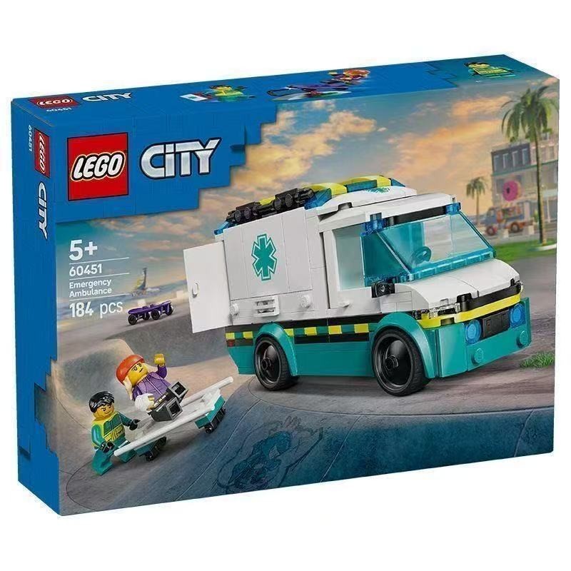 LEGO LEGO 60451 รถพยาบาลฉุกเฉิน CIty CIty Series ผู้ชายผู้หญิงการศึกษาอาคารบล็อกของเล่นของขวัญ 01000