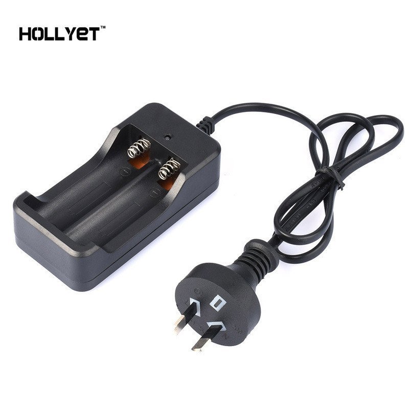คลังสินค้าพร้อมขายส่ง 18650 Dual Slot Charger 4.2V Seat Slot Cable Charger 3.7V แบตเตอรี่ลิเธียม Aus