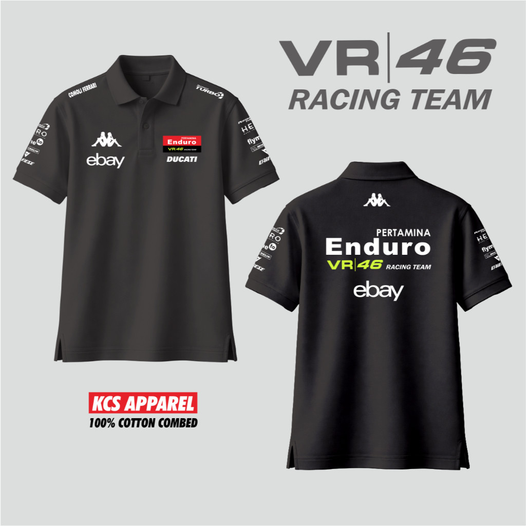 แฟชั่นสุดฮอต Baju POLO vr 46 racing team motogp kcs เครื่องแต่งกายแขนสั้นโปโล