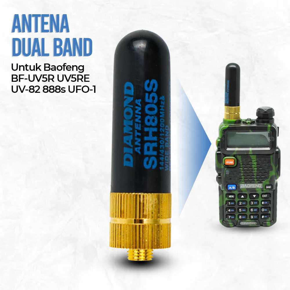 เสาอากาศเพชร Dual Band Baofeng BF - UV5R BF - UV5RE UV - 82 BF - 888s UFO - 1 - SRH805S | สี: ดํา