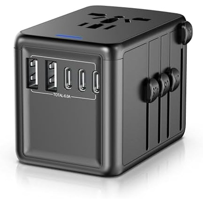 A/C 6.0A 30W 5 พอร์ต USB C/A International Power Adapter ยุโรป Travel Universal Multi Plugs สําหรับอ