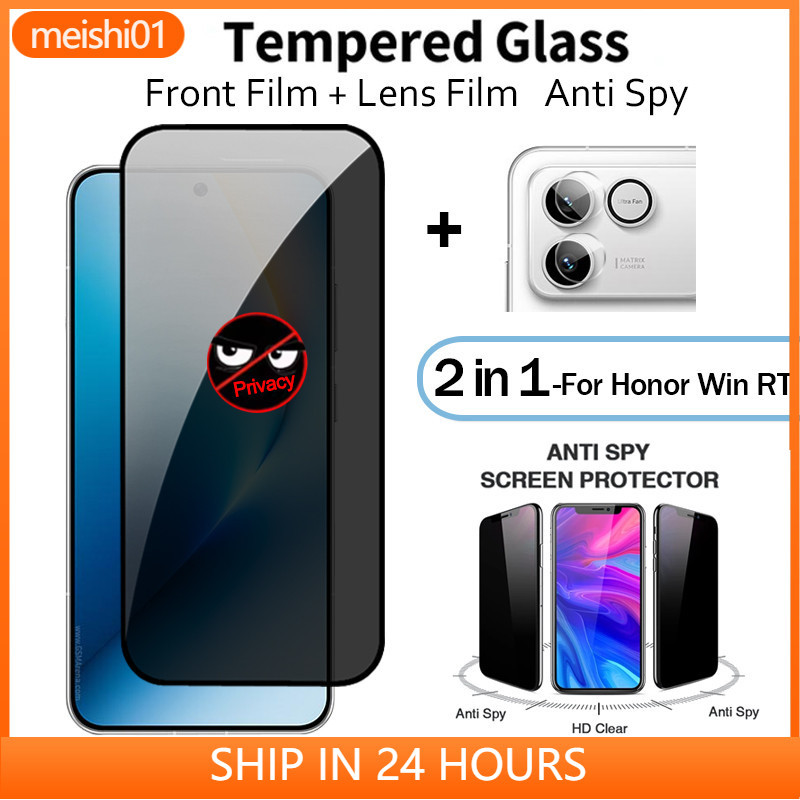 2 in1 สําหรับ Honor Win RT Anti-Spy ฟิล์มกระจกนิรภัยสําหรับ Honor Win Power 2 X9d X7d X6d X8d X6c X9