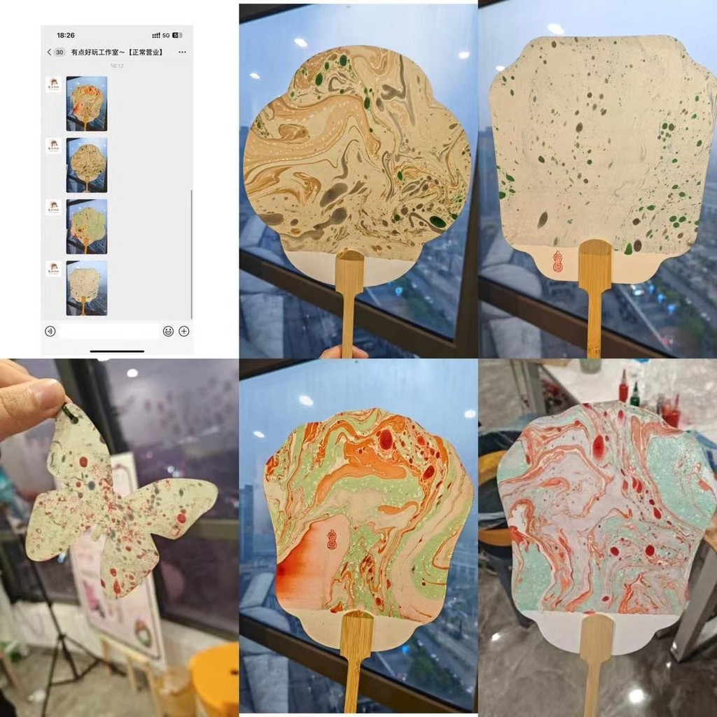 Non-เหลือ Lacquer Fan Cashew Lacquer Lacquer Set Group กิจกรรมก่อสร้าง Class Lacquer Lacquer Lacquer