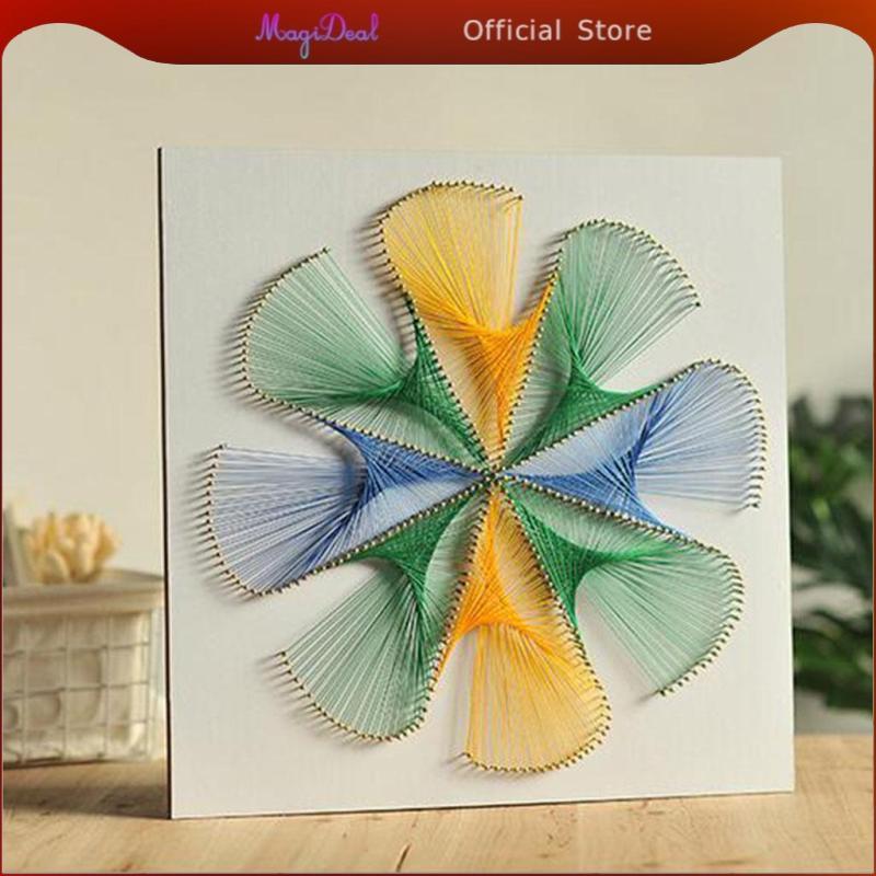 [MAGIDEAL] ภาพวาดเส้นด้าย 3D Pin String Art DIY Nail String Art Kit ดอกไม้เรขาคณิตไขลาน