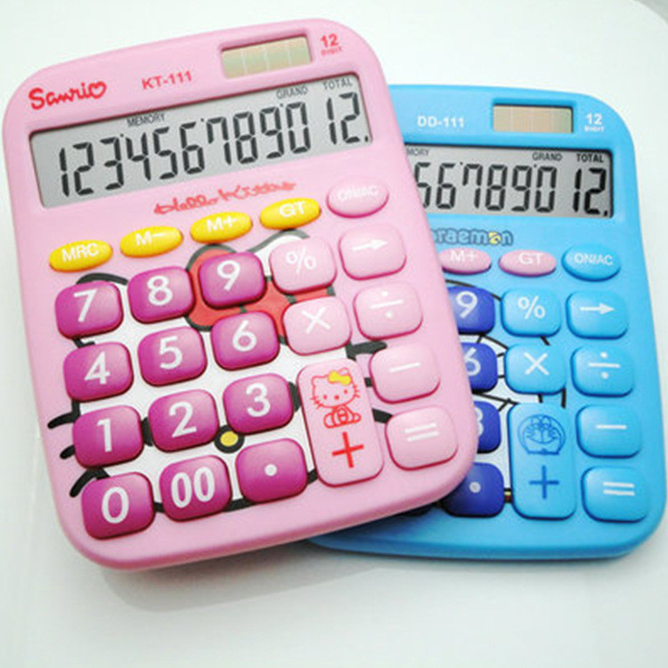 เครื่องคิดเลขสํานักงานน่ารัก เครื่องคิดเลขแผงพลังงานแสงอาทิตย์นักเรียนเดสก์ท็อปเครื่องคิดเลขน่ารักพลังงานคู่ 12 หลัก พร้อมจอแสดงผล จอแอลซีดี ขนาดใหญ่ปุ่มใหญ