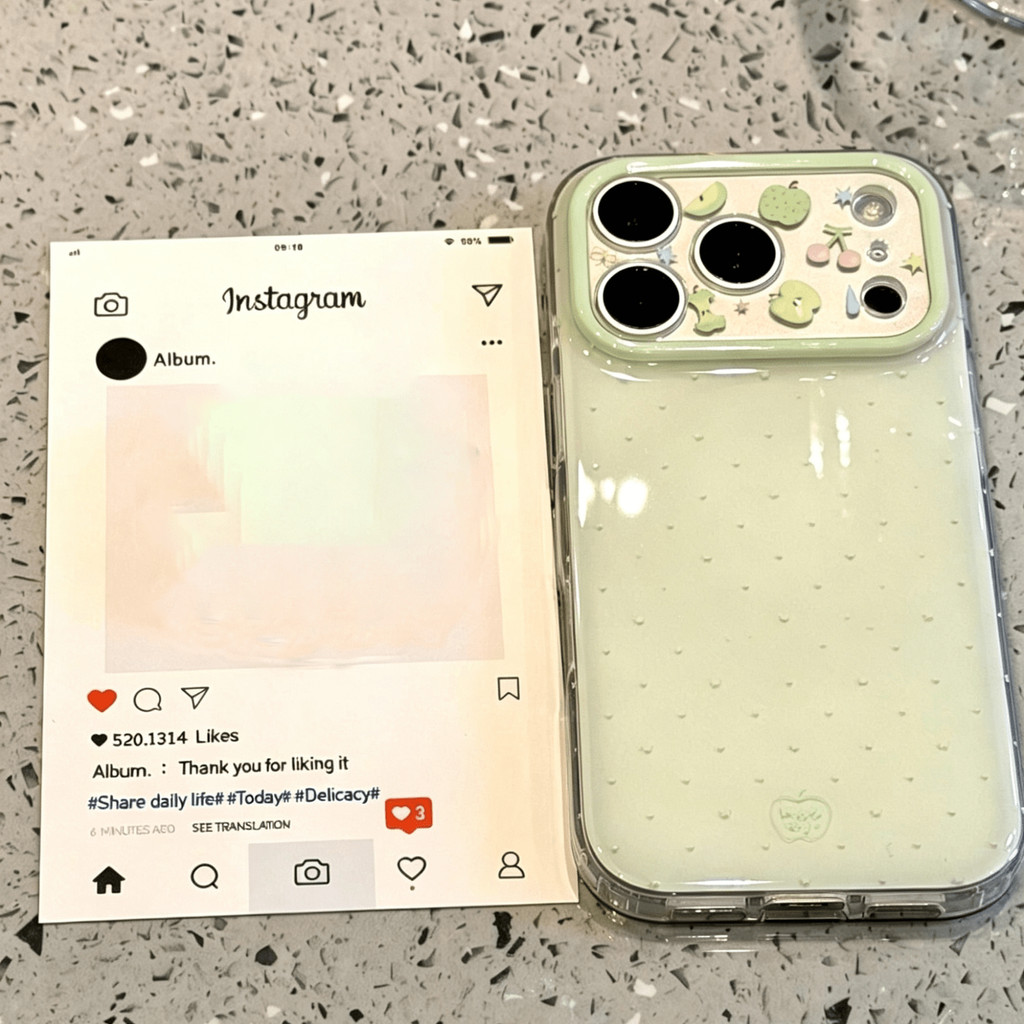 Precision Hole รวมทุกอย่างเคสโทรศัพท์วัสดุอะคริลิคสีเขียว Polka Dot เหมาะสําหรับ iPhone 11 12 13 14 15 16 17promax