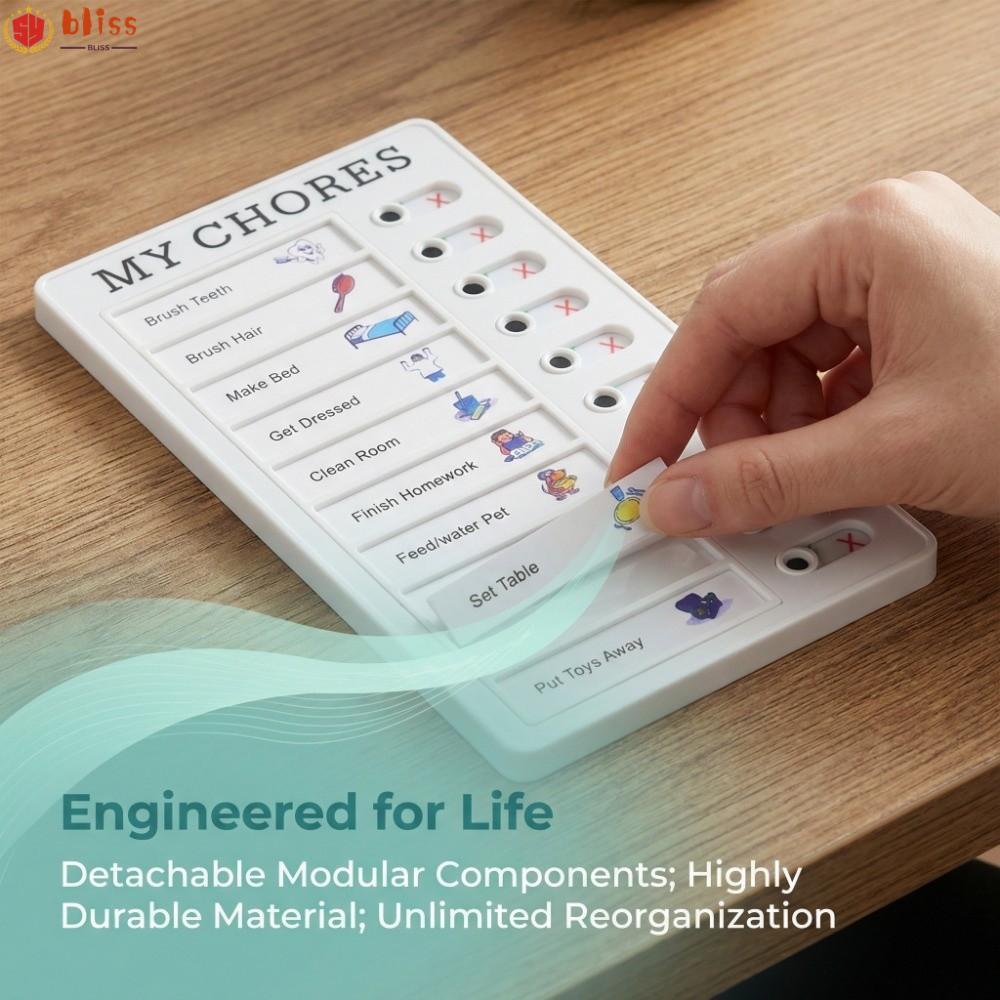 กระดานบันทึกแบบใช้ซ้ําได้ BLLISS, Erasable ในครัวเรือน Chore Planner, ประหยัดพื้นที่ติดผนังที่ถอดออก