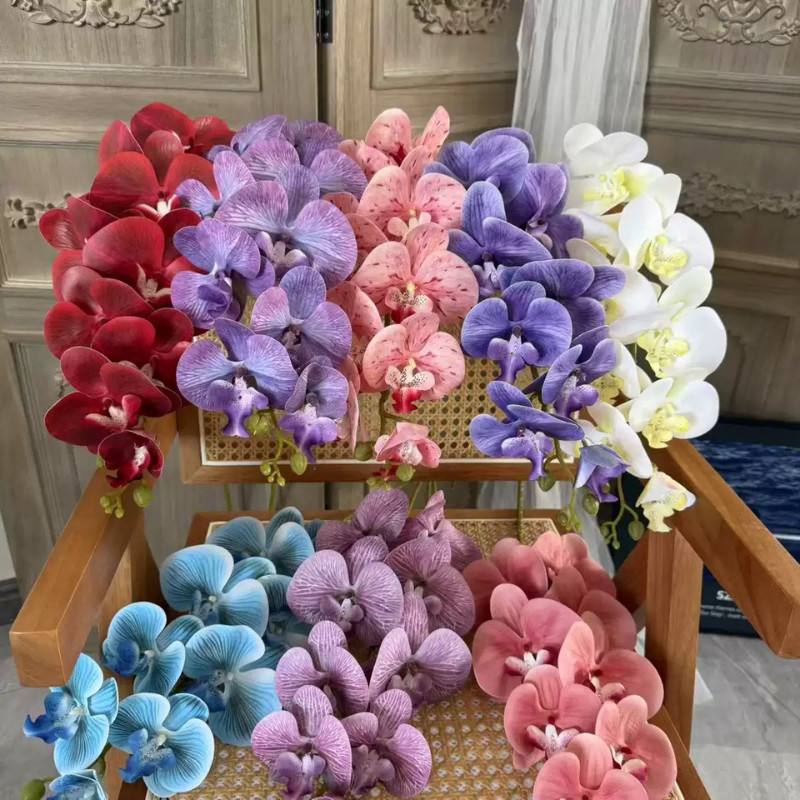 JIE HOME กล้วยไม้ ฟาแลนด์ กล้วยไม้ประดิษฐ์ กล้วยไม้ผ้า8ดอก เมหมาะสำหรับตกเเต่ง สินค้าพร้อมส่ง