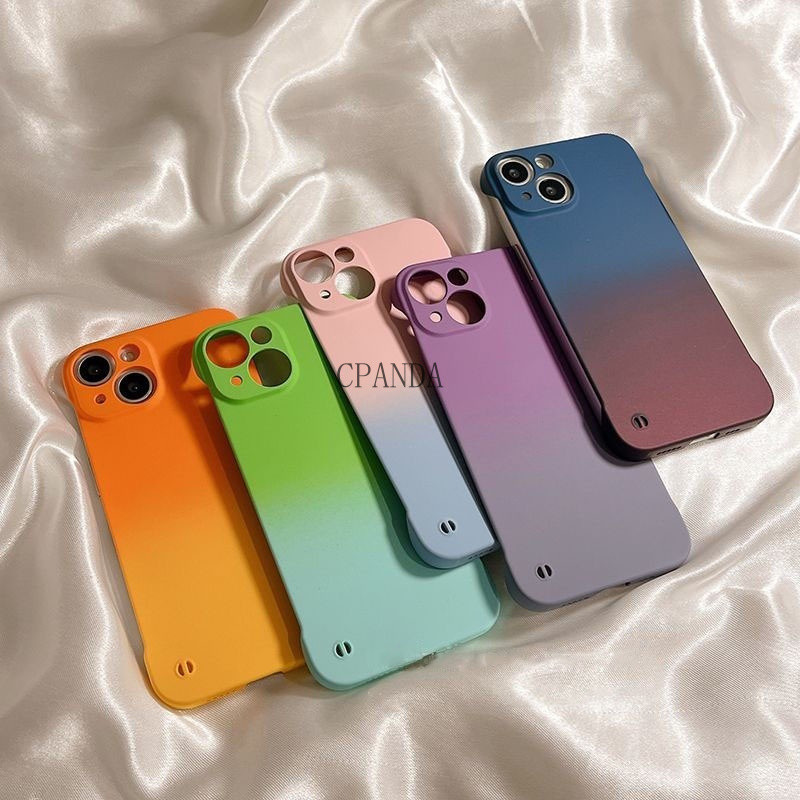 Frosted Gradient สี Frameless iPhone17 Pro Max สําหรับ iPhone 17/16/15/14/13/12/11 Pro Max PLUS เคสโ