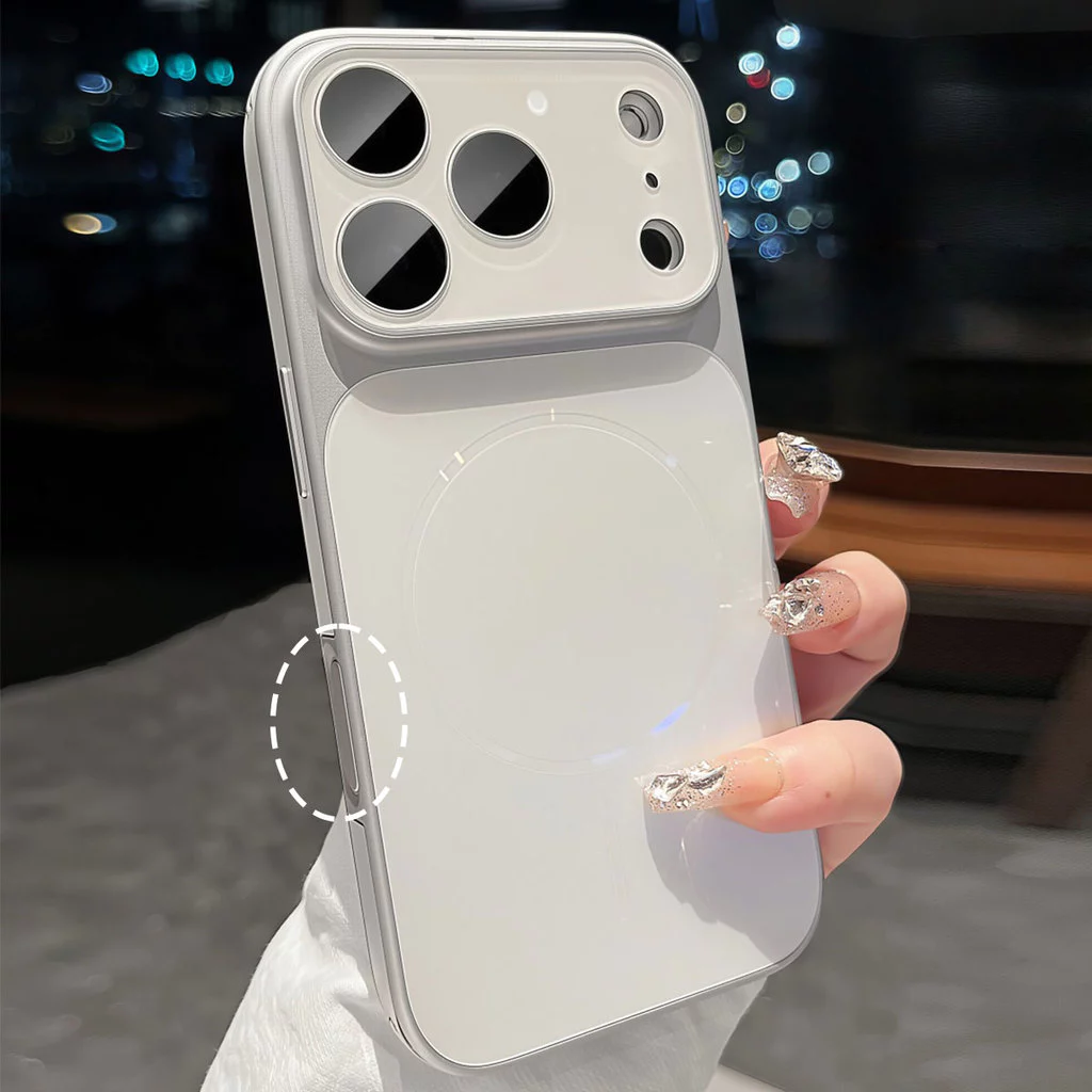พรีเมี่ยม17PROMAX Silver-สีขาวMatte Magneticกรณีเลนส์ฟิล์มสําหรับiPhone 13 14 15 16 17 Pro Maxกรณี15PRO 16PROปลอกล้อมรอบอย่างเต็มที่Anti-Fallกันกระแทกปกหลัง