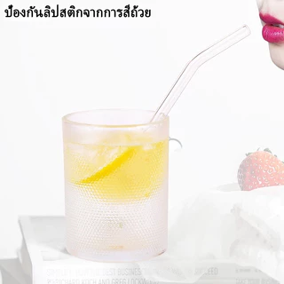 MOON หลอดแก้วดูดน้ำ แบบตั้ง/แบบโค้ง หลอดดูดแก้ว หทนความร้อนสูง แก้วบอโรซลิเกติด ใช้ซ้ำได้ หลอดดื่มแก้ว