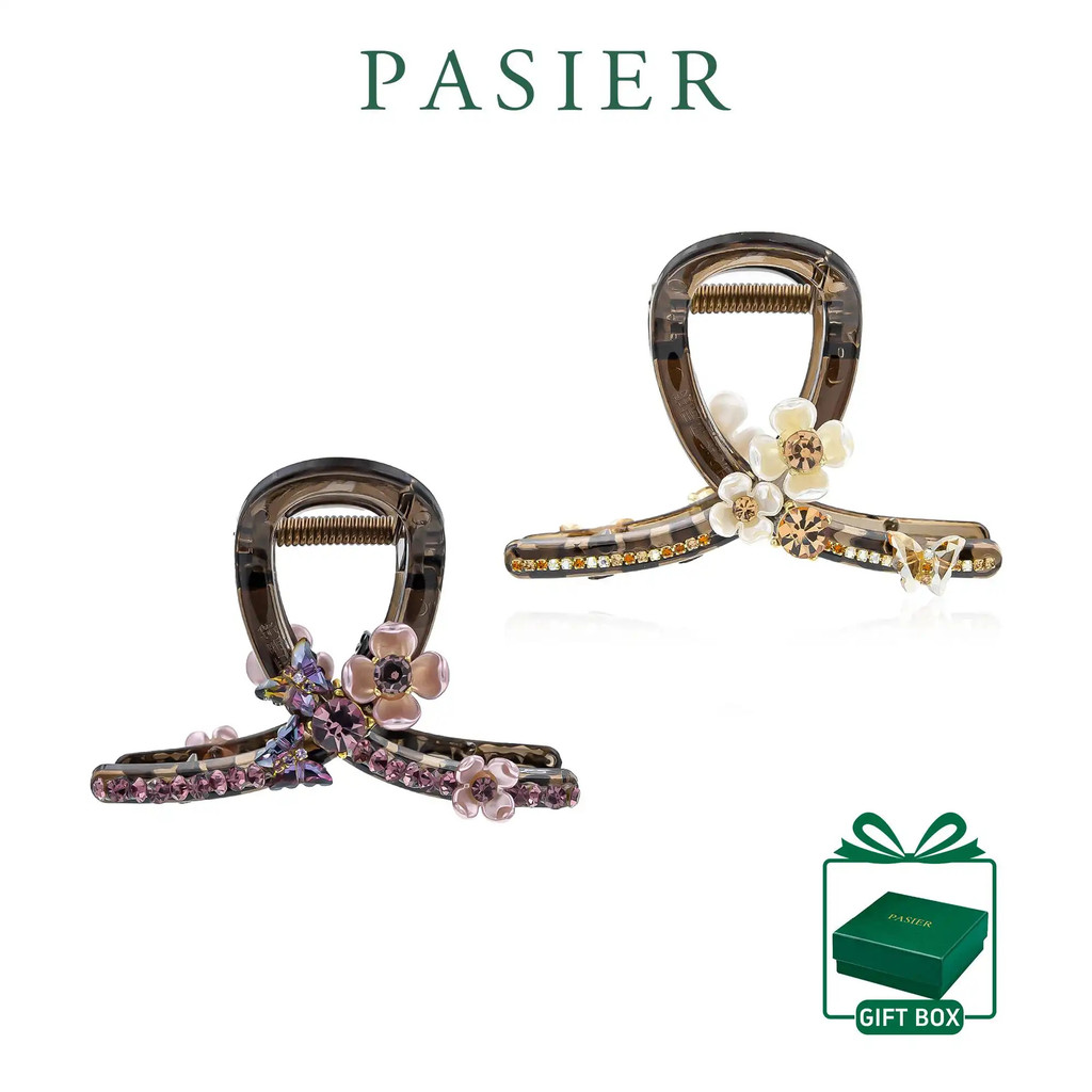 PASIER กิ๊บติดผมกลีบดอกไม้ ดีไซน์ประณีตอ่อนโยน เหมาะสำหรับทรงผมมวยประจำวันและออกงาน CC941