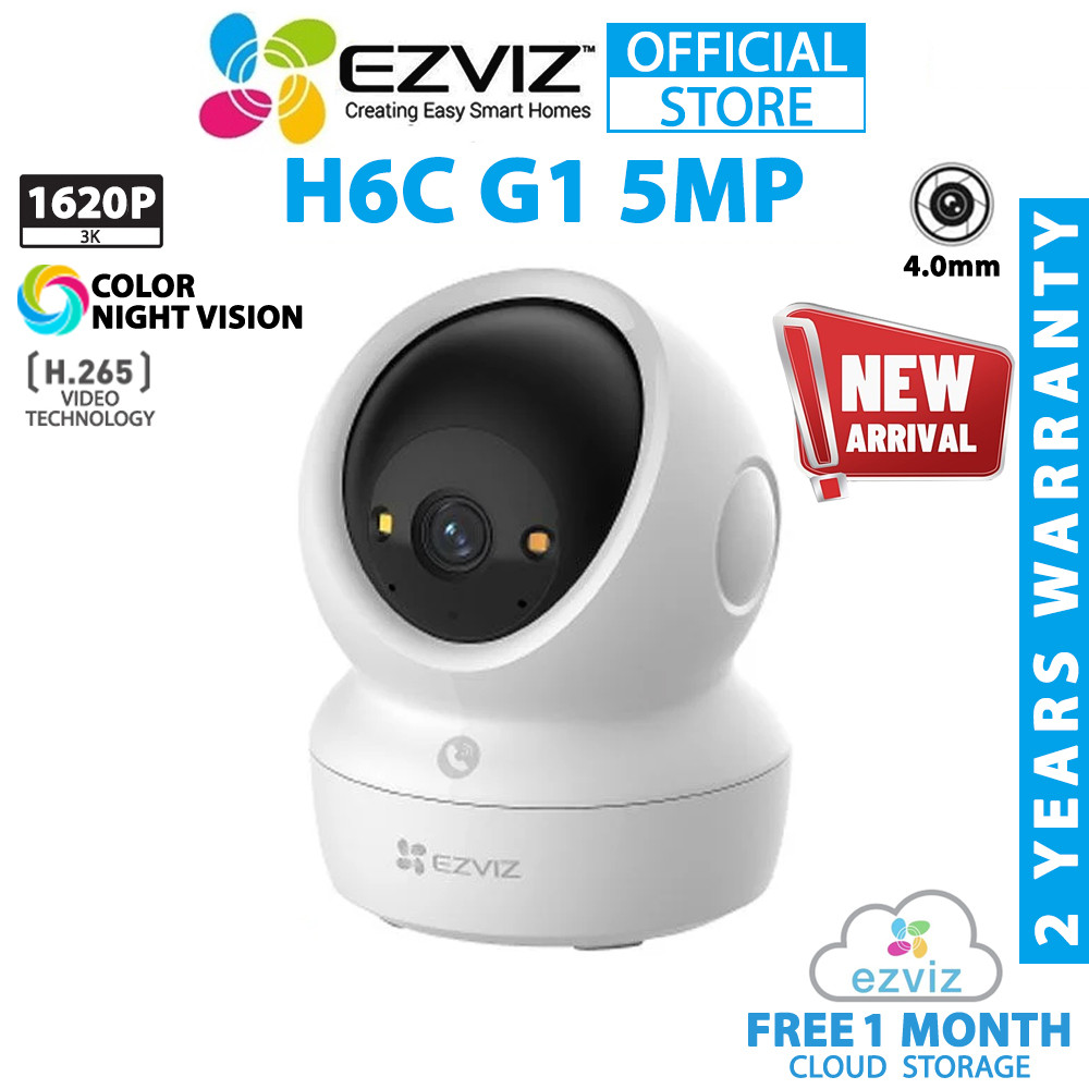 Ezviz H6C G1 5MP 3K 1620P Pan/Tilt Two Way Talk การติดตามอัตโนมัติ H.265 WiFi กล้องวงจรปิดรักษาความป