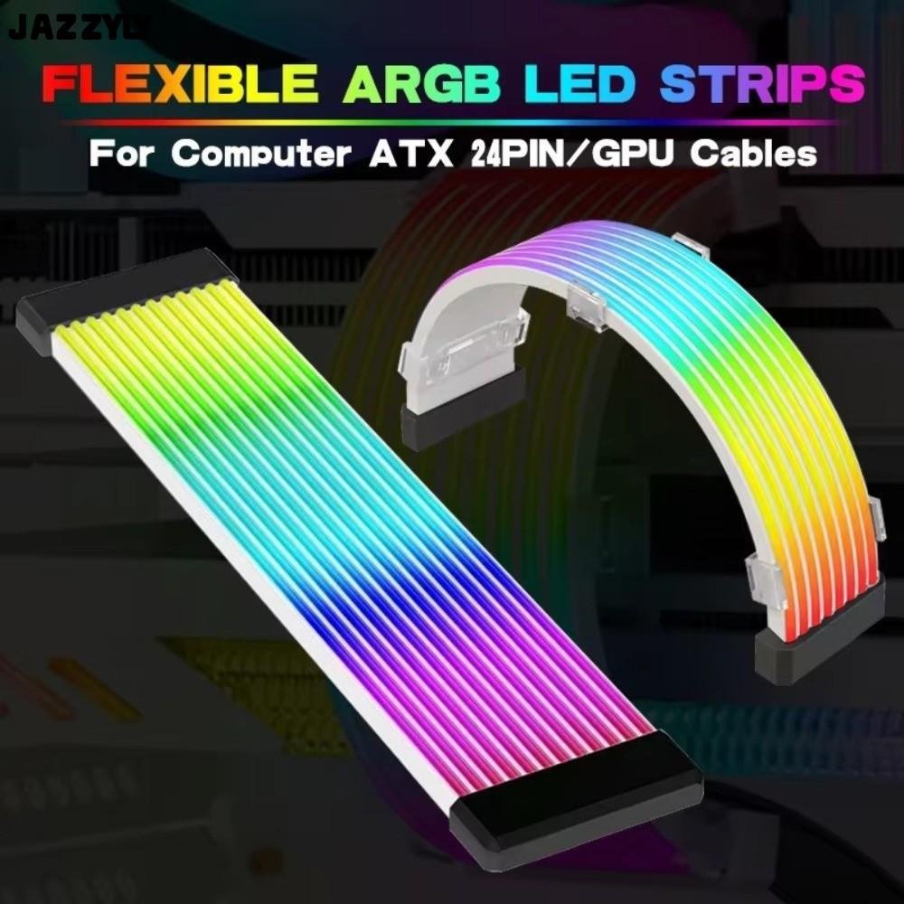 JAZZYLY ไฟ LED Strip, 8PIN 24PIN DIY PC Light Strip, ยืดหยุ่นสายต่อ ARGB Light Bar