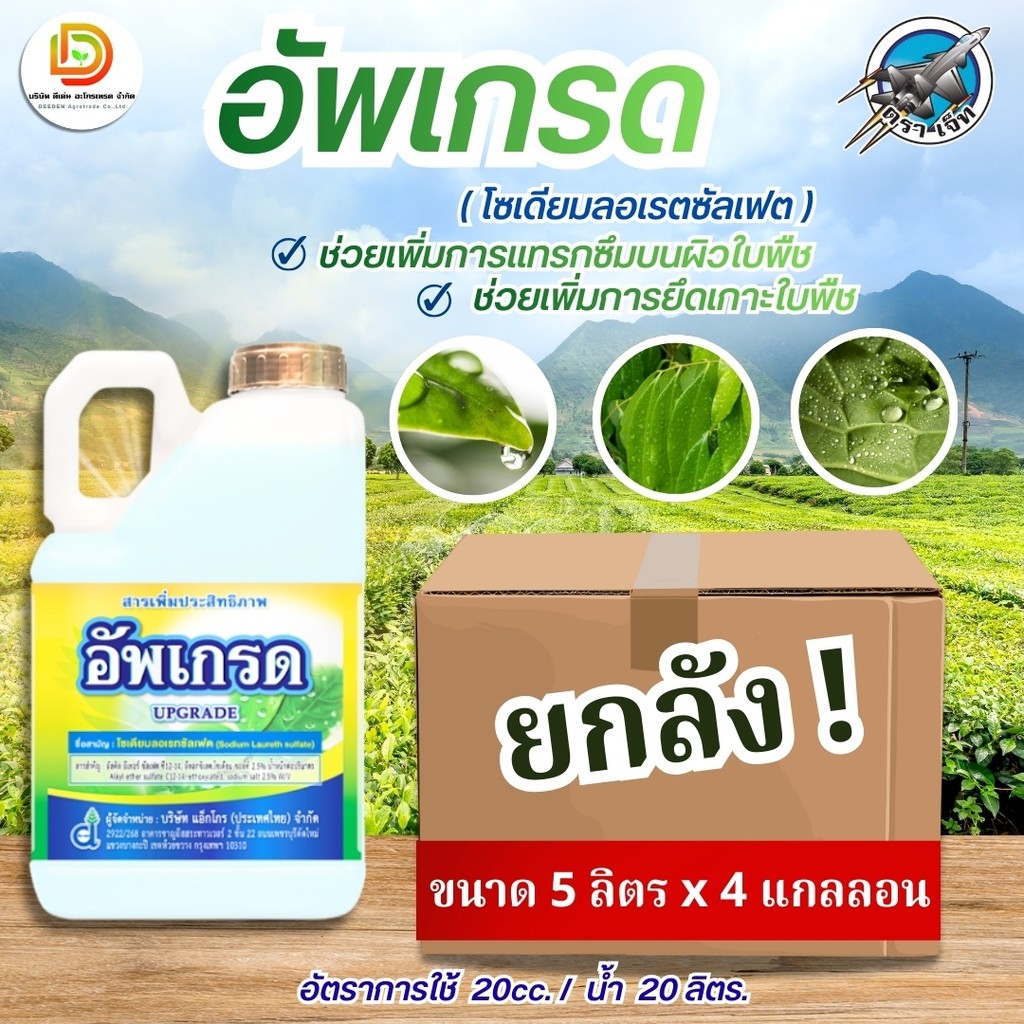 (ยกลัง5L*4) #จับใบ อัพเกรด แกลลอน 5 ลิตร ตราเจ็ท สารจับใบ สูตรเข้มข้น สารเสริมประสิทธิภาพ แพ็คกิ้งแอ็ก