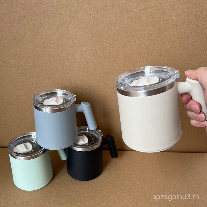 สไตล์เกาหลี 304 สแตนเลสแก้วสองชั้นสํานักงานป้องกันตะกรันถ้วยชาที่มีฝาปิดแบบพกพาฉนวนถ้วยกาแฟของขวัญ